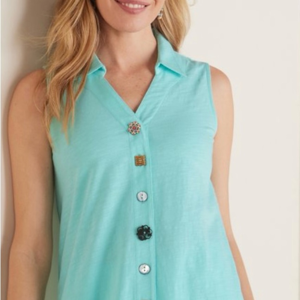 Soft Surroundings Button Tank - Picture 6 of 8